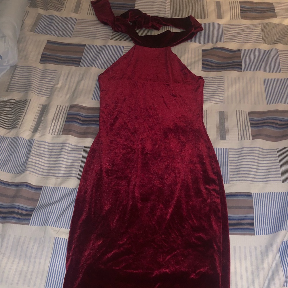 Velvet Burgundy Just Above the knee Dress